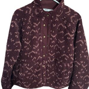 Sonoma Burgundy/Plum snap front fleece jacket